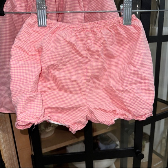 Petit Ami bishop dress smocked floral embroidered bloomers set gingham baby girl - Picture 4 of 7